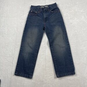 Chams Boys size 5 Blue Jeans Denim Straight Leg Red Stitch Accent Casual Pants